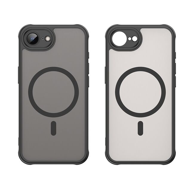 Husa pentru  iPhone 16e cu protectie pentru lentile si MagSafe EasyCharge, Ghost Series Anti-ingalbenire, frosted - Negru