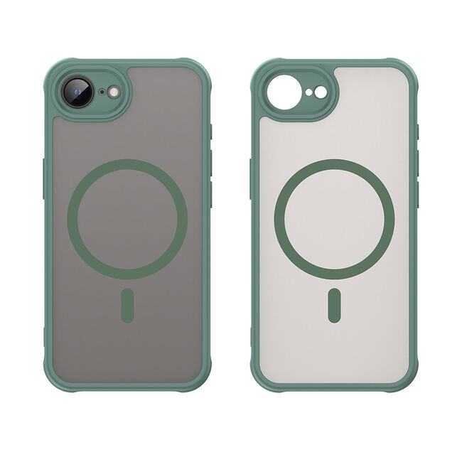 Husa pentru  iPhone 16e cu protectie pentru lentile si MagSafe EasyCharge, Ghost Series Anti-ingalbenire, frosted - Verde