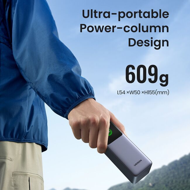 Baterie Externa cu Display Digital, 20000mAh, USB, 2x Type-C, 200W, QC, PD, 5V/3A - Ugreen PB722 (35525B) - Grey