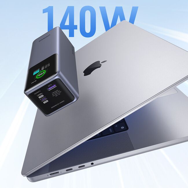 Baterie Externa cu Display Digital, 20000mAh, USB, 2x Type-C, 200W, QC, PD, 5V/3A - Ugreen PB722 (35525B) - Grey