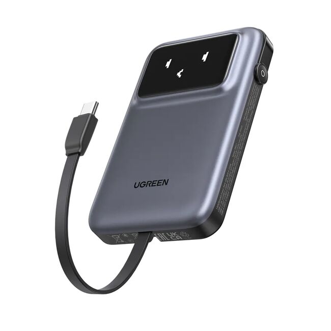 Baterie Externa pentru Telefon USB, Type-C, cu Cablu, 10000mAh, 30W - Ugreen PB511 (35603B) - Space Gray
