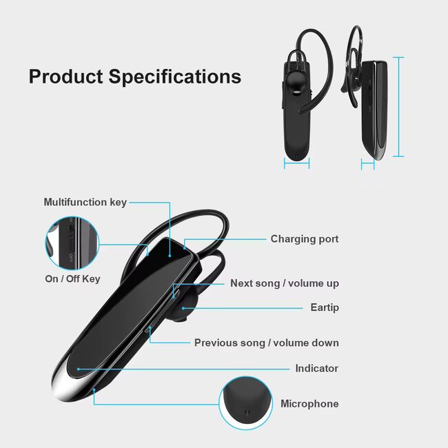 Casca Bluetooth UrbanEar – Hands-Free, Bluetooth 5.0, CVC Noise Cancelling, USB-C, 24h Autonomie – Negru
