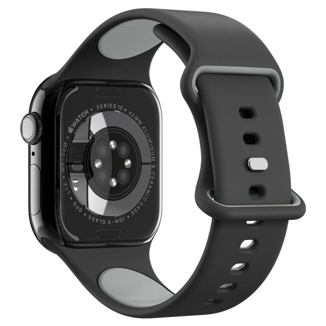 Curea pentru Apple Watch 1/2/3/4/5/6/7/8/9/10/SE/SE 2 (38/40/41/42mm) - Spigen Nano Pop - Black Sesame
