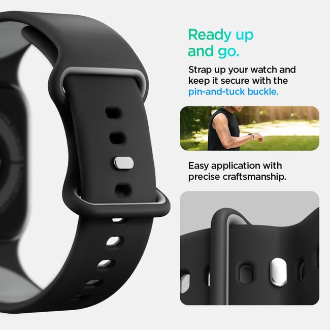 Curea pentru Apple Watch 1/2/3/4/5/6/7/8/9/10/SE/SE 2 (38/40/41/42mm) - Spigen Nano Pop - Black Sesame