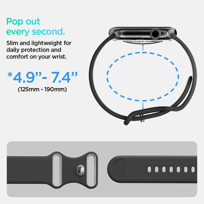 Curea pentru Apple Watch 1/2/3/4/5/6/7/8/9/10/SE/SE 2 (38/40/41/42mm) - Spigen Nano Pop - Black Sesame