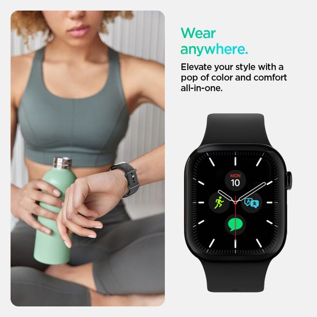 Curea pentru Apple Watch 1/2/3/4/5/6/7/8/9/10/SE/SE 2 (38/40/41/42mm) - Spigen Nano Pop - Black Sesame
