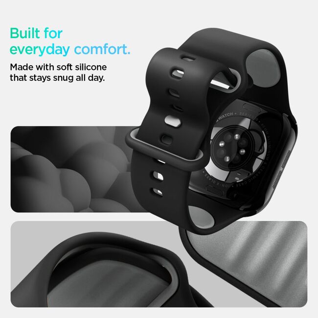 Curea pentru Apple Watch 1/2/3/4/5/6/7/8/9/10/SE/SE 2 (38/40/41/42mm) - Spigen Nano Pop - Black Sesame