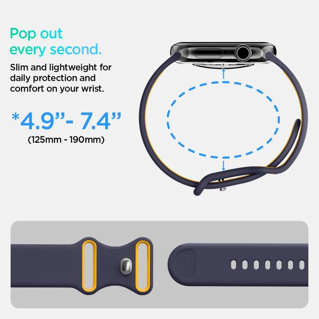 Curea pentru Apple Watch 1/2/3/4/5/6/7/8/9/10/SE/SE 2 (38/40/41/42mm) - Spigen Nano Pop - Blueberry Navy