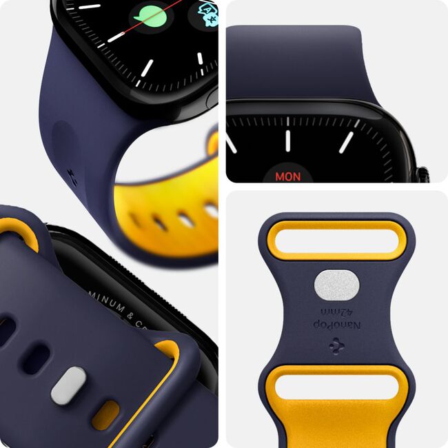 Curea pentru Apple Watch 1/2/3/4/5/6/7/8/9/10/SE/SE 2 (38/40/41/42mm) - Spigen Nano Pop - Blueberry Navy