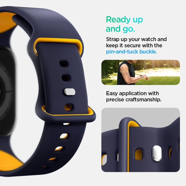 Curea pentru Apple Watch 1/2/3/4/5/6/7/8/9/10/SE/SE 2 (38/40/41/42mm) - Spigen Nano Pop - Blueberry Navy
