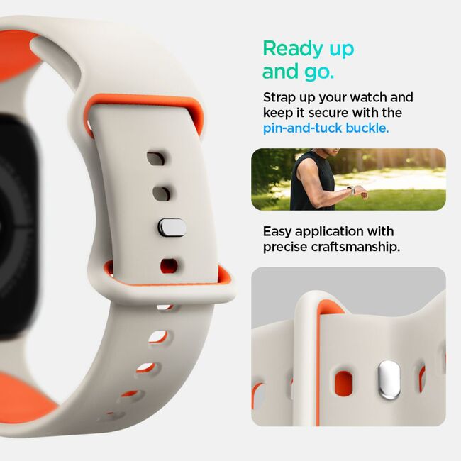 Curea pentru Apple Watch 1/2/3/4/5/6/7/8/9/10/SE/SE 2 (38/40/41/42mm) - Spigen Nano Pop - Orange Beige