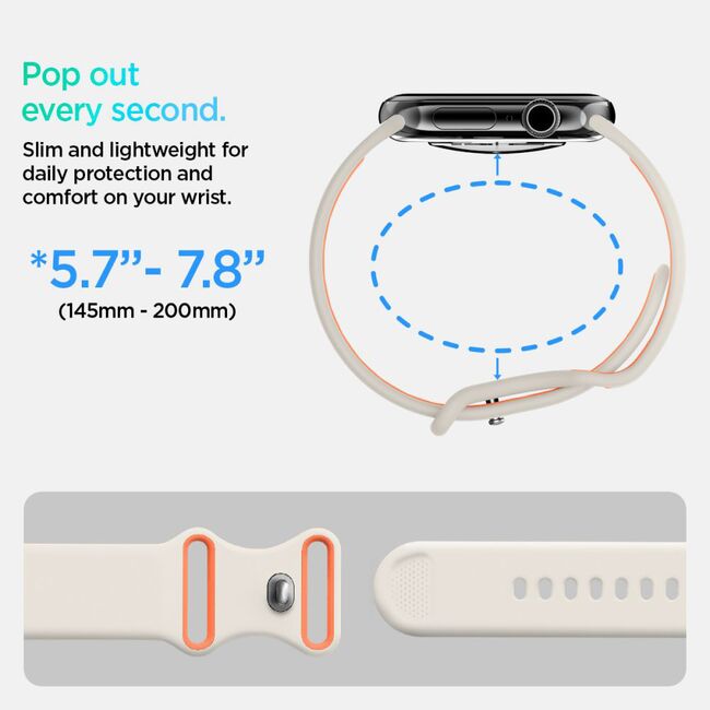 Curea pentru Apple Watch 1/2/3/4/5/6/7/8/9/10/SE/SE 2 (38/40/41/42mm) - Spigen Nano Pop - Orange Beige