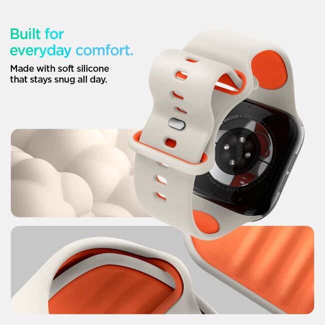 Curea pentru Apple Watch 1/2/3/4/5/6/7/8/9/10/SE/SE 2 (38/40/41/42mm) - Spigen Nano Pop - Orange Beige