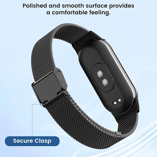 Curea pentru smartwatch Xiaomi Mi Band 8 / 8 NFC / 9 / 9 NFC - otel inoxidabil - latime 15mm Negru