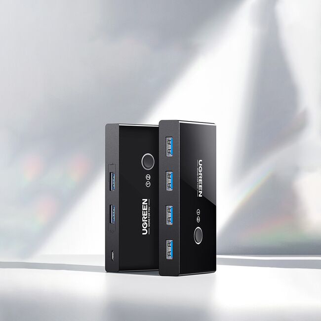Docking Station 4x USB-A, 2x USB Cable, Plug & Play, LED, 5Gb/s, 1.5 m - Ugreen Sharing Switch Box US216 (30768) - Black