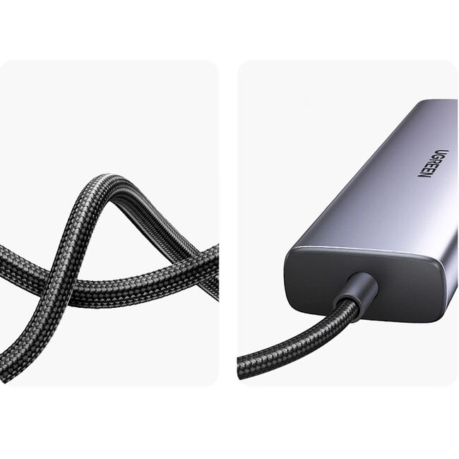 Hub USB-C, 2x USB, HDMI, RJ45, TF, SD Card, 4K, 100W - Ugreen (90568) - Gray