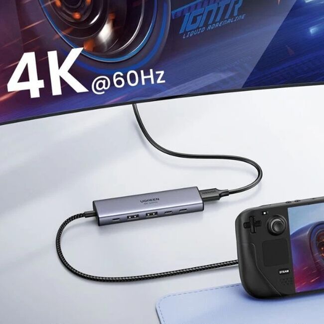 Hub USB-C la 3x Type-C, 2x USB3.2, HDMI, PD100W, 10 Gbps, 4K@60Hz - Ugreen (35999) - Gray
