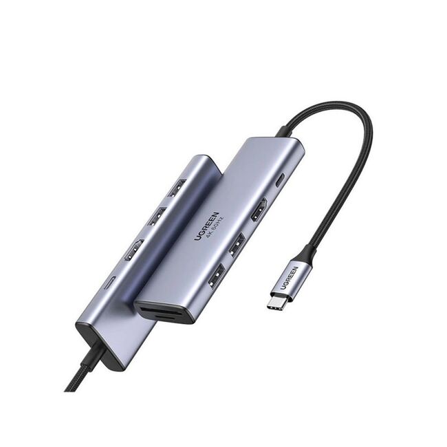 Hub USB-C la Type-C, 2x USB, HDMI, TF, SD Card - Ugreen (60384) - Gray