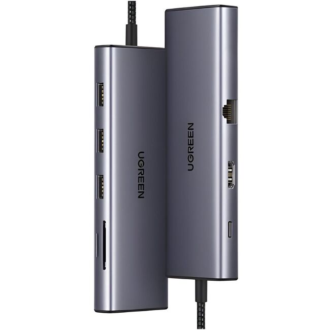 Hub USB-C la Type-C, 3x USB, HDMI, RJ45, VGA, TF, SD Card - Ugreen (15600) - Gray