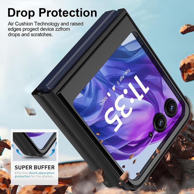 Husa pentru  Motorola Razr 60 Ultra Ring Armor Kickstand Tough Rugged Cover, Negru