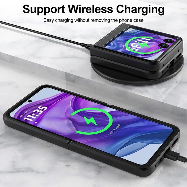Husa pentru  Motorola Razr 60 Ultra Ring Armor Kickstand Tough Rugged Cover, Negru