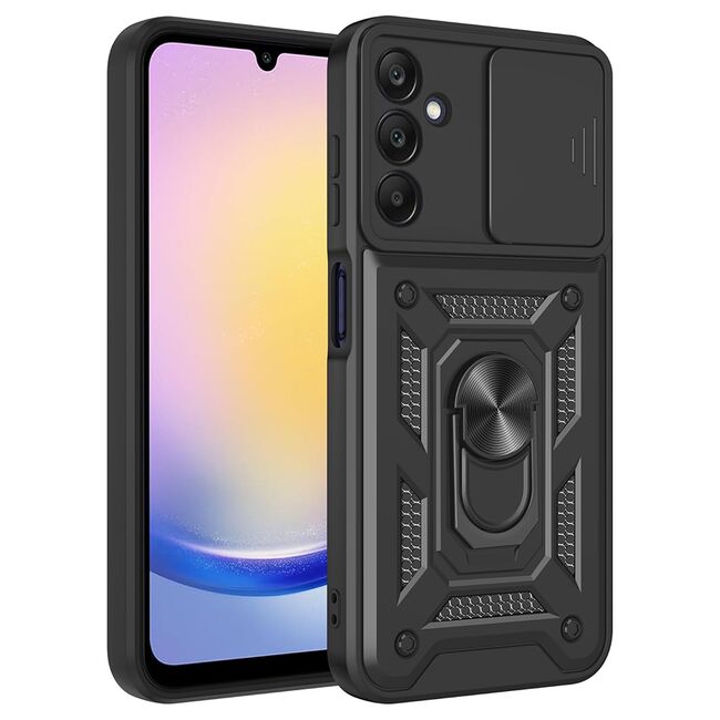 Husa pentru  Samsung Galaxy A17 Ring Armor Kickstand Tough Rugged Cover cu protectie camera, Negru