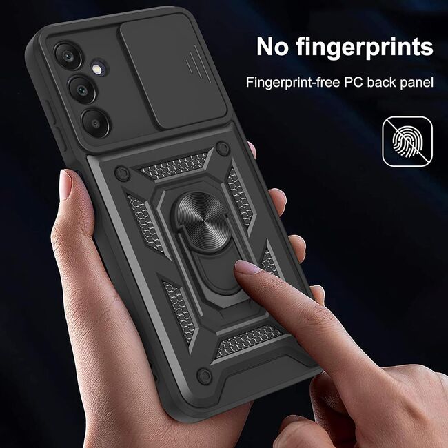 Husa pentru  Samsung Galaxy A17 Ring Armor Kickstand Tough Rugged Cover cu protectie camera, Negru