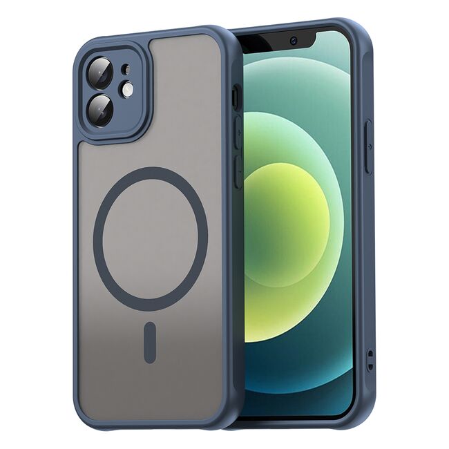 Husa pentru iPhone 12 cu protectie pentru lentile si MagSafe EasyCharge, Ghost Series Anti-ingalbenire, frosted - Albastru