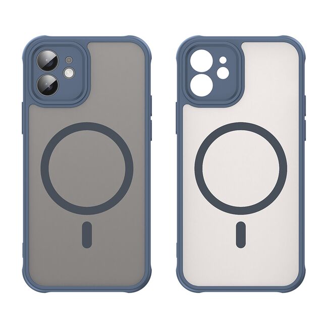 Husa pentru iPhone 12 cu protectie pentru lentile si MagSafe EasyCharge, Ghost Series Anti-ingalbenire, frosted - Albastru