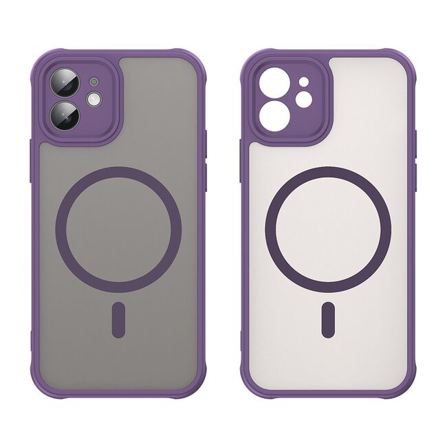 Husa pentru iPhone 12 cu protectie pentru lentile si MagSafe EasyCharge, Ghost Series Anti-ingalbenire, frosted - Mov