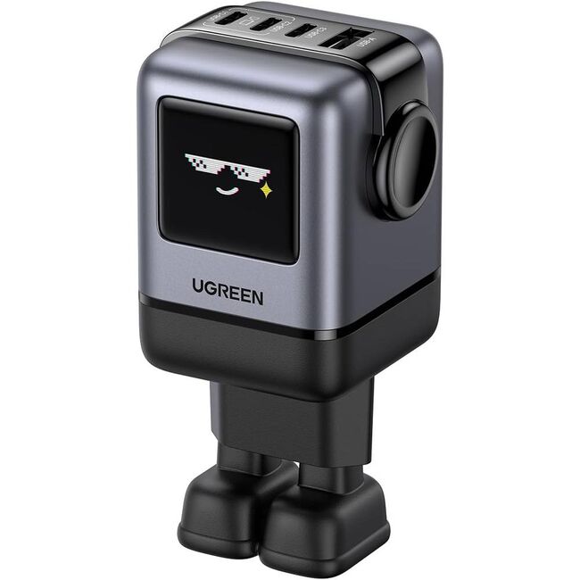 Incarcator 4 in 1 cu Display TFT, USB, Type-C, GaN, 100W - Ugreen Uno RG X688 (45515B) - Grey