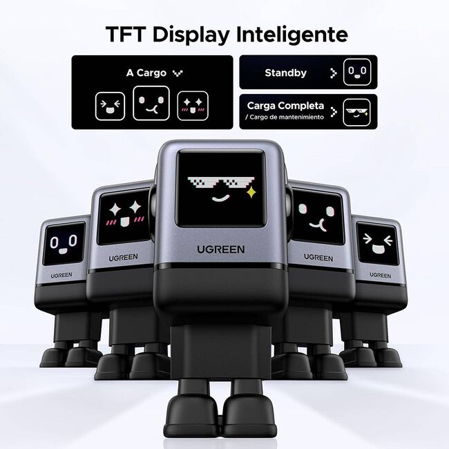 Incarcator 4 in 1 cu Display TFT, USB, Type-C, GaN, 100W - Ugreen Uno RG X688 (45515B) - Grey