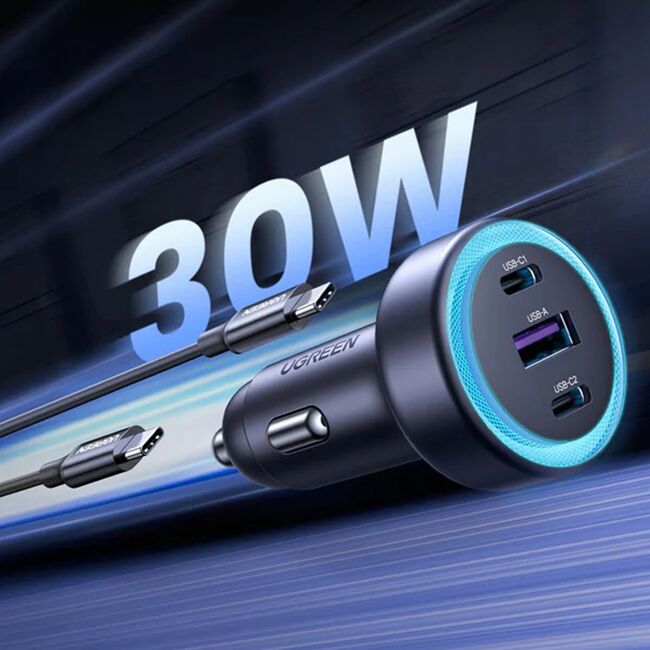 Incarcator pentru Masina, USB, 2x USB-C, 30W - Ugreen EC307 (45843) - Black