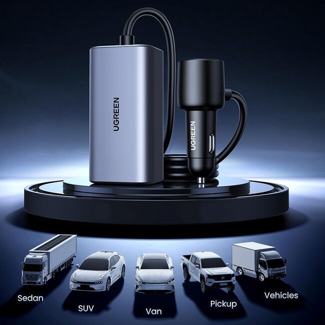 Incarcator pentru Masina cu Splitter, USB, 3x USB-C, 150W - Ugreen EC706 (35571) - Black