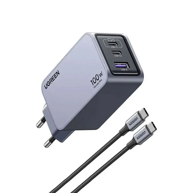 Incarcator USB, Type-C, GaN, 100W, 3A, QC4.0+, PD3.0 - Ugreen Nexode Pro X757 (25874) - Grey