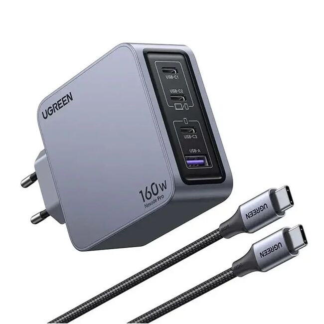 Incarcator USB, Type-C, GaN, 160W, 3A, Cablu Inclus, 1.5m - Ugreen Nexode Pro X763 (25877) - Grey
