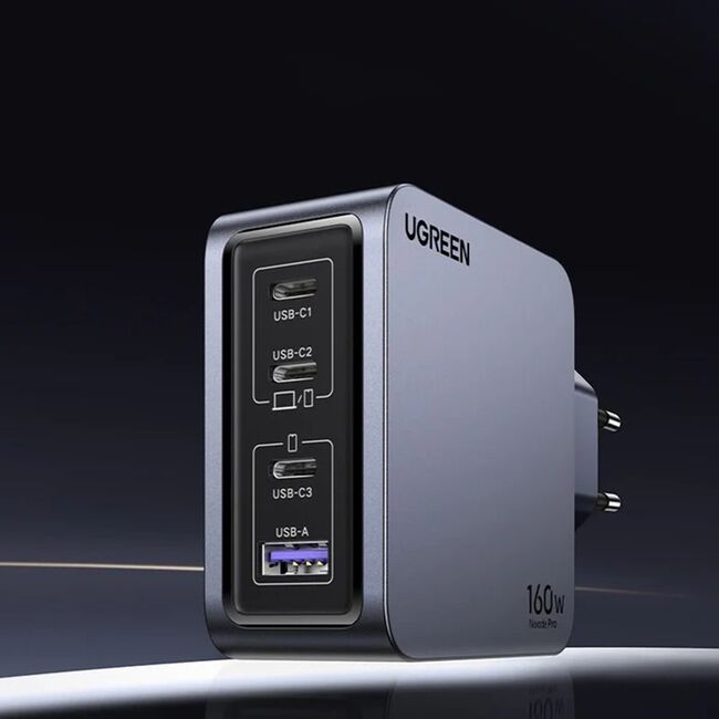 Incarcator USB, Type-C, GaN, 160W, 3A, Cablu Inclus, 1.5m - Ugreen Nexode Pro X763 (25877) - Grey