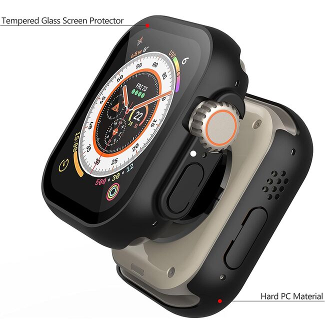 Set de Protecție 360° pentru Apple Watch Ultra / Ultra 2 – Carcasa + Folie din Sticla Securizata, Claritate HD, Design Elegant