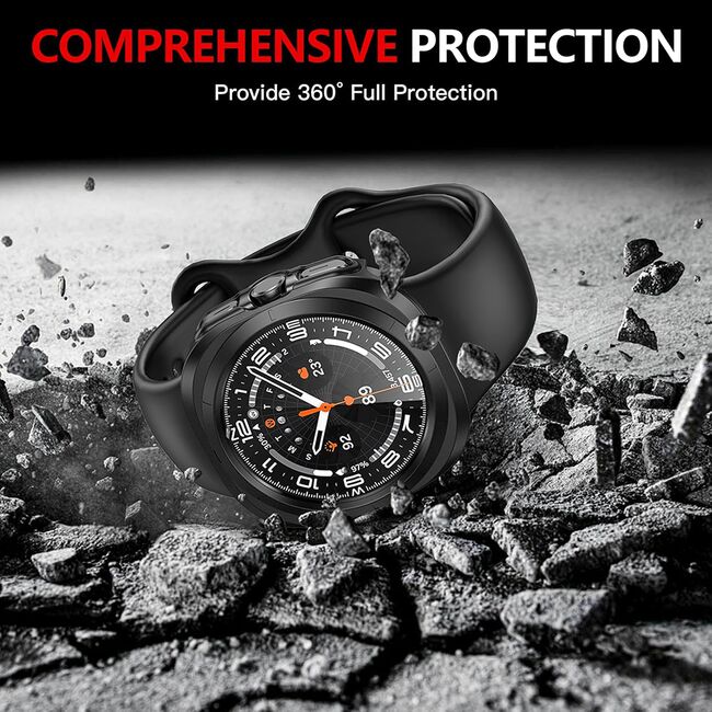 Set de Protecție 360° pentru Samsung Galaxy Watch Ultra (47mm) – Carcasa + Folie din Sticla Securizata, Claritate HD, Design Elegant