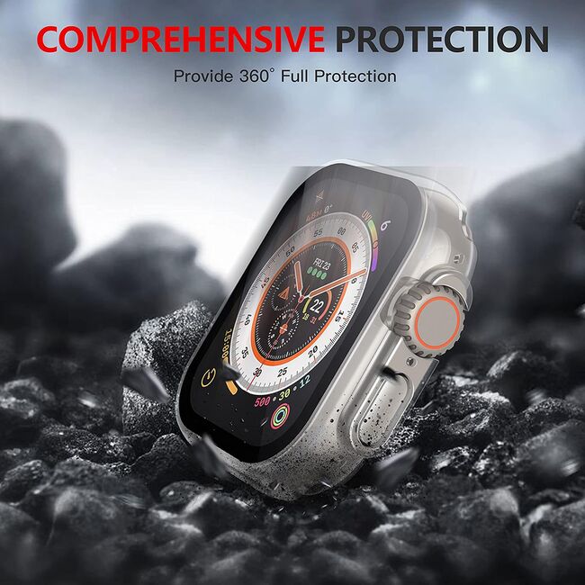 Set de Protecție 360° pentru Apple Watch Ultra / Ultra 2 – Carcasa + Folie din Sticla Securizata, Claritate HD, Design Elegant