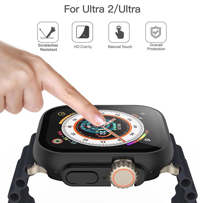 Set de Protecție 360° pentru Apple Watch Ultra / Ultra 2 – Carcasa + Folie din Sticla Securizata, Claritate HD, Design Elegant