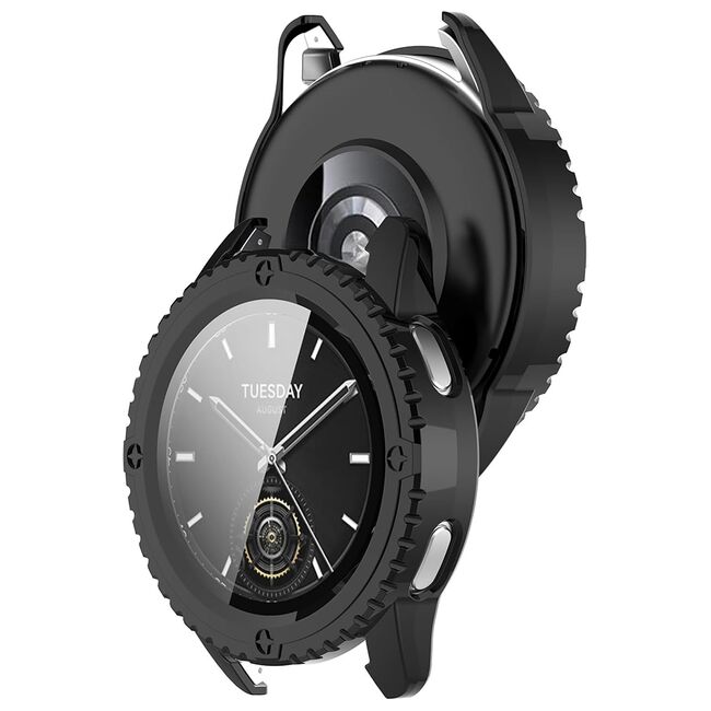 Set de Protecție 360° pentru Xiaomi Watch S3 – Carcasa + Folie din Sticla Securizata, Claritate HD, Design Elegant - Negru