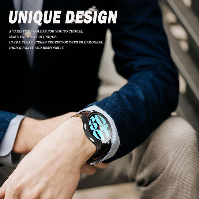 Set de Protecție 360° pentru Samsung Galaxy Watch 6 (40mm) – Carcasa cu protectie ecran, Claritate HD, Design Elegant - Negru