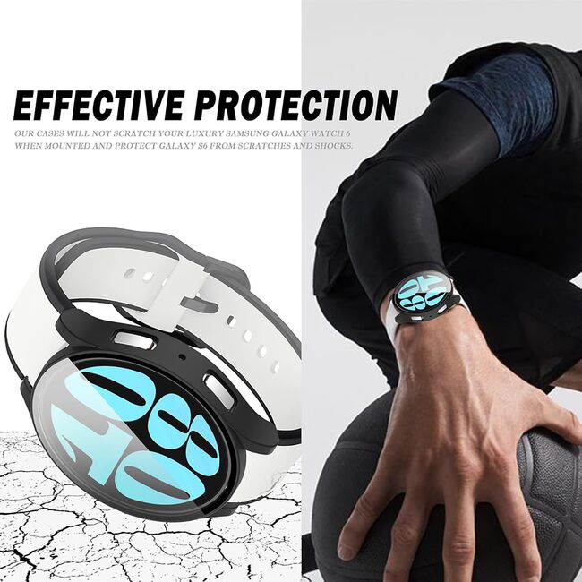 Set de Protecție 360° pentru Samsung Galaxy Watch 6 (40mm) – Carcasa cu protectie ecran, Claritate HD, Design Elegant - Negru