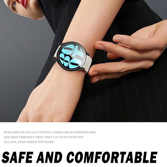 Set de Protecție 360° pentru Samsung Galaxy Watch 6 (40mm) – Carcasa cu protectie ecran, Claritate HD, Design Elegant - Negru