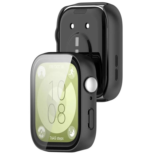 Set de Protecție 360° pentru Huawei Watch Fit 3 – Carcasa cu protectie ecran, Claritate HD, Design Elegant - Negru