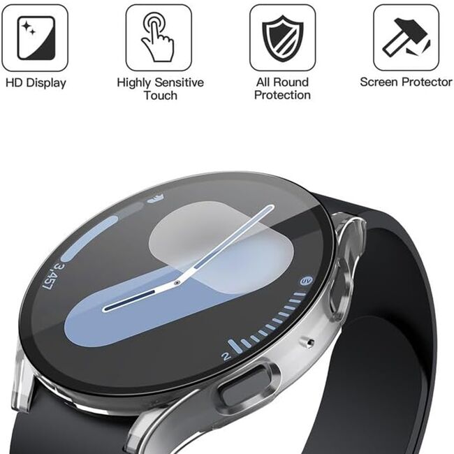Set de Protecție 360° pentru Samsung Galaxy Watch 7 (40mm) – Carcasa cu protectie ecran, Claritate HD, Design Elegant - Transparent