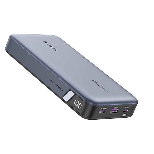 Baterie Externa cu Display Digital, USB, 2x Type-C, 25000mAh, PD3.0, 145W, 5V/3A - Ugreen PB205 (90597A) - Space Gray
