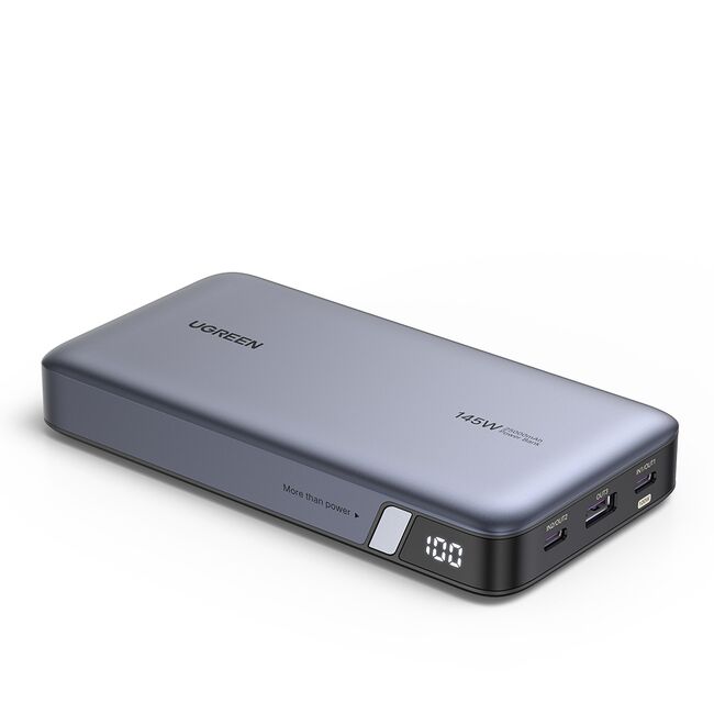 Baterie Externa cu Display Digital, USB, 2x Type-C, 25000mAh, PD3.0, 145W, 5V/3A - Ugreen PB205 (90597A) - Space Gray