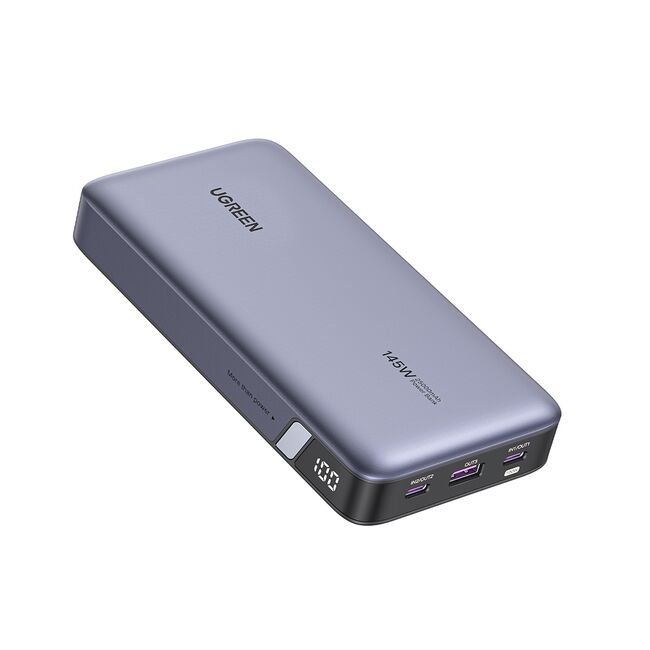 Baterie Externa cu Display Digital, USB, 2x Type-C, 25000mAh, PD3.0, 145W, 5V/3A - Ugreen PB205 (90597A) - Space Gray